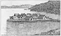 Illustration of a lake settlement in Switzerland