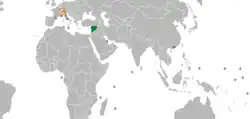 Map indicating locations of Switzerland and Syria