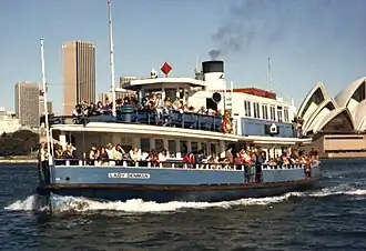 in her Public Transport Commission colours headed for Taronga Zoo, 1975