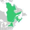 Symphyotrichum × tardiflorum recorded occurrences: New Brunswick, Nova Scotia, and Québec (Canada); New York (US).