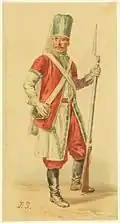"Janissar of the Lithuanian Troopers Banner". Watercolor on paper, 1851