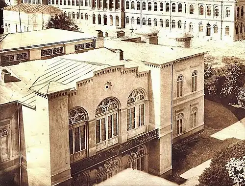 Neoclassical with Gothic Revival window frames - Suțu Palace, now the Bucharest Municipal Museum (Bulevardul Ion C. Brătianu no. 2), by Conrad Schwink and Johann Veit, 1833–1835[27]