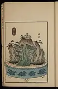 Color print depicting a bonkei modeled after The Fifty-three Stations of the Tōkaidō, print B-41