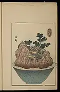 Color print depicting a bonkei modeled after The Fifty-three Stations of the Tōkaidō, print B-46
