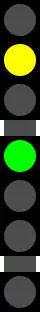 Proceed with caution, points set to straight, next signal is currently red