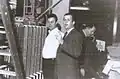 The day the TXE1 went into service. (L–R) Peter Fiddler, Bev Collins and Ray Hubble