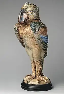 Martin Brothers Wally Bird tobacco jar, 1896, 51.4&nbsp;cm high, weight of pottery 15&nbsp;lb