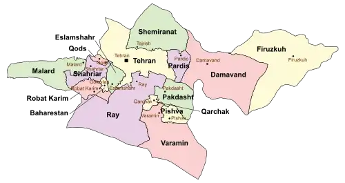 Location of Pardis County in&nbsp;Tehran&nbsp;province (top,&nbsp;purple)