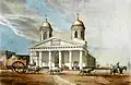 Original temple, drawing by Carlos Pellegrini in 1840.