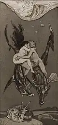 Temptation, from the series A Life, Opus VIII, no. 4 (1884), aquatint and etching, with roulette, 47.3 × 22.5 cm, Art Institute of Chicago