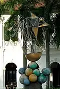 The Explorer (1999) Size: 700&nbsp;cm x 575&nbsp;cm x 350&nbsp;cm Medium: Ciment fondu, stainless steel, gold leaf Collection: Singapore Art Museum.