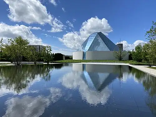 The glass roof of the Ismaili Centre, Toronto's distinctive prayer hall.