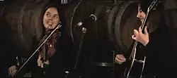 The Wrigley sisters on stage in Hobart, Tasmania, 2002