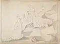 'The Coronation of Jones by the Geniuses in the Mountains of Wales', 1844, drawing, 34 x 48&nbsp;cm, from The Illustrated Life of Richard Robert Jones