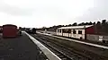 Looking towards the buffer stop along the station platforms.