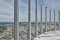 The observation deck from the TK Elevator Test Tower, which overlooks Germany's Black Forest and the Alps.
