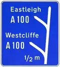 Advance direction sign for a cloverleaf junction