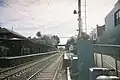 North-east bound view of station platforms from Church Street level crossing, October 2017