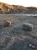 Two stones laid out to form an obstacle