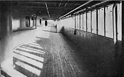 The promenade deck of USS&nbsp;George Washington was completely enclosed in glass by the Morse company for Wilson's 1919 voyage to the Paris Peace Conference.