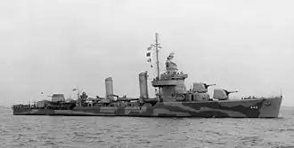 USS Nicholson (DD-442) off Boston in April 1942.