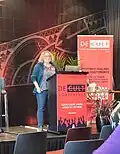 Ulrike Schiesser presenting "Insights from a federal cult information agency"