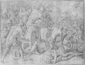 Ulysses and His Companions Fighting the Cicones Before the City of Ismaros, Study for a Destroyed Fresco in the Galerie d'Ulysee, Château de Fontainebleau