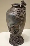 Vase, copper and silver electroplated on tin and semiprecious stones, 1898