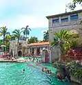 Main buildings with pool and island