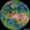 Radar image and topography of the western Aphrodite Terra