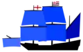 Position of command flags of Vice Admirals flagship of Lord Admirals Squadron English Navy (1596)