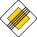 End of priority road (henceforth priority to the right applies at uncontrolled intersections)