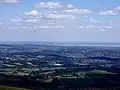View over the Bristol Channel with the Severn motorway bridges in the distance