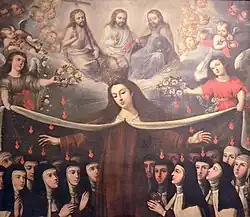 Close-up view of “Virgin of El Carmen” by Isabel de Santiago.