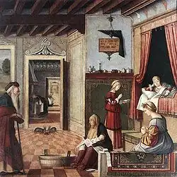 Birth of the Virgin (c. 1502), oil on canvas, Accademia Carrara di Belle Arti di Bergamo