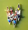 Water tourist on Danube river in Slovakia, in Komárno.