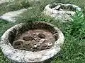 Votive stupa ruins with mortar remains at Dhanadibbalu