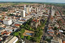 Aerial view of the town centre