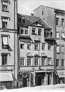 Wagner family home in Brühl, as it stood in 1885 from a Postcard by Hermann Walter (1838–1909)