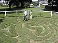 Walking the turf maze at Wing, Rutland