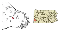 Location of Washington in Washington County, Pennsylvania