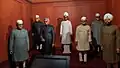 Fiberglass statues of the first seven Indian presidents (L-R: Neelam Sanjiva Reddy, Rajendra Prasad, V. V. Giri, Sarvepalli Radhakrishnan, Fakhruddin Ali Ahmed, Zakir Hussain, Zail Singh