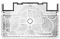 Design for the garden of the Tsaritsa Alexandra Feodorovna, now altered with the removal of the railings and high walls.
