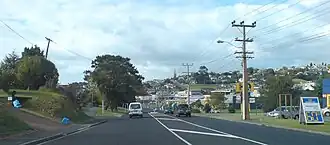The main road on Whangaparāoa Peninsula