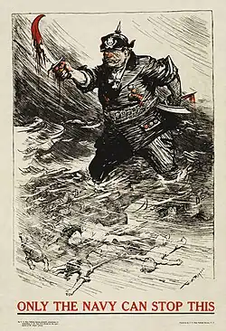 World War I United States Navy recruitment poster using one of Rogers's cartoons for the New York Herald.