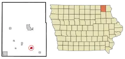 Location of Ossian, Iowa