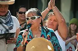 Indigenous demonstrators at a march for Women's Housing in the DTES