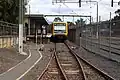 An X'Trapolis 100 sits on the station platform, November 2024