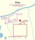 Original location of the tomb of Kangye (red dot), in Xi'an.[4]