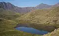 Y Lliwedd on the left, Snowdon on the right